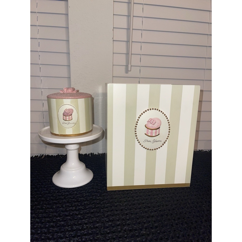 Pink French Powder Box & Matching Waste Basket Girly Powder Room